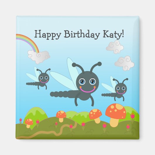 Happy Birthday zegt dat de libellen Magneet (Voorkant)