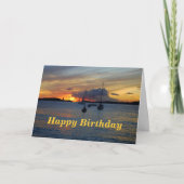 Happy Birthday Zeilboten bij zonsondergang Kaart (Voorkant)