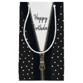 Happy Birthday Zipper op pokadots Klein Cadeauzakje (Voorkant)