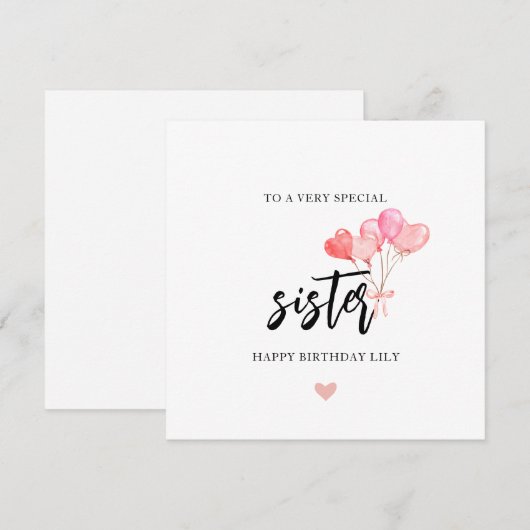 Happy Birthday Zister Card Feestdagenkaart (Voorkant / Achterkant)