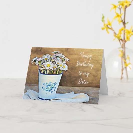 Happy Birthday Zister Card Kaart (Gele Bloem)