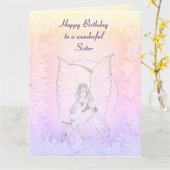 Happy Birthday Zister Fairy-ontwerp Kaart (Gele Bloem)