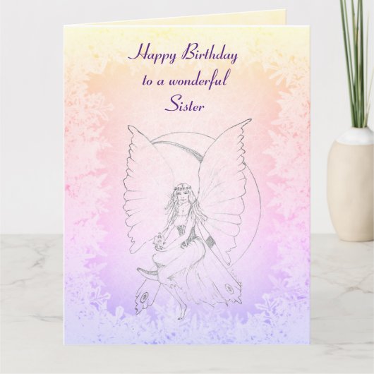 Happy Birthday Zister Fairy-ontwerp Kaart (Voorkant)