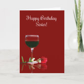 Happy Birthday Zister Funny Wine Thlek Card Kaart (Voorkant)