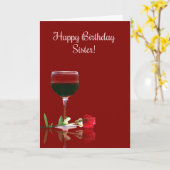 Happy Birthday Zister Funny Wine Thlek Card Kaart (Gele Bloem)