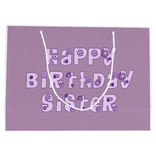 Happy Birthday Zister Gift Bag Groot Cadeauzakje (Achterkant)