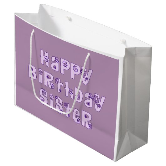 Happy Birthday Zister Gift Bag Groot Cadeauzakje (Voorkant Gekanteld)