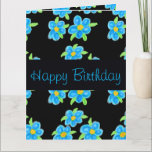 Happy Birthday zister Kaart<br><div class="desc">Stijlvolle papieren verjaardagskaart in een blauw kunstpatroon met bloemen,  vrolijk kleurrijk patroon. De tekst kan worden aangepast aan elke gelegenheid,  en het afbeelding van de bloem kan worden veranderd in je eigen foto's om een gedenkwaardige papieren cadeaukaart voor blije verjaardagen te creëer.</div>