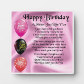 Happy Birthday Zister Poem Plaque Fotoplaat (Voorkant)