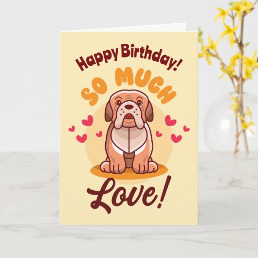 Happy Birthday zo veel Love Dog Kaart (Gele Bloem)