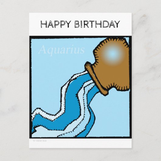 Happy Birthday Zodiac Sign Aquarius Briefkaart (Voorkant)