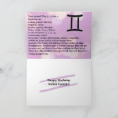 Happy Birthday Zodiac Sign Tweelingen Kaart (Binnen)