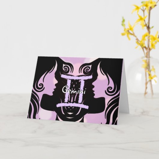 Happy Birthday Zodiac Sign Tweelingen Kaart (Gele Bloem)