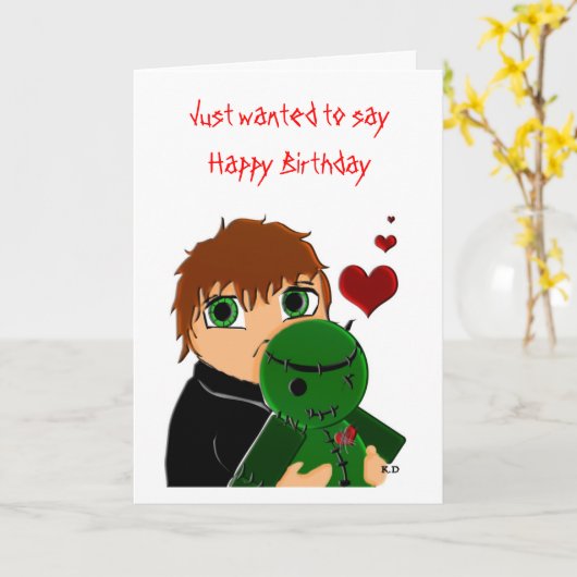 Happy Birthday Zombie Kaart (Gele Bloem)