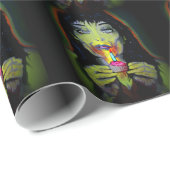 'Happy Birthday Zombie' op Glossy Wrapping Paper Cadeaupapier (Rol Hoek)