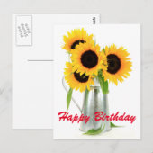 Happy Birthday Zonnebloemen Boeket Briefkaart (Voorkant / Achterkant)