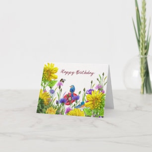 Happy Birthday Zonnebloemen, Wildbloemen Natuur Kaart