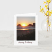 Happy Birthday zonsondergang het strand tenen in h Kaart (Gele Bloem)