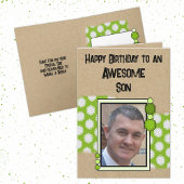 Happy Birthday zoon foto groen Kaart