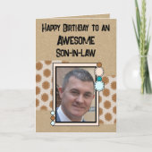 Happy Birthday zoon in rechte foto bruin Kaart (Voorkant)