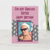 Happy Birthday zus foto grijs roze Kaart (Voorkant)