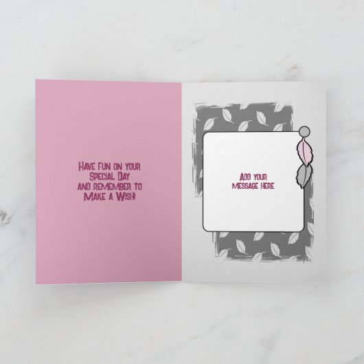 Happy Birthday zus foto grijs roze Kaart (Binnen)