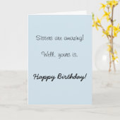 Happy Birthday zuster Amazing Humor Funny Kaart (Gele Bloem)