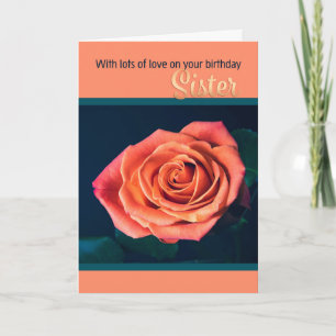Happy Birthday Zuster Beauful Peach Colour Roos Feestdagen Kaart
