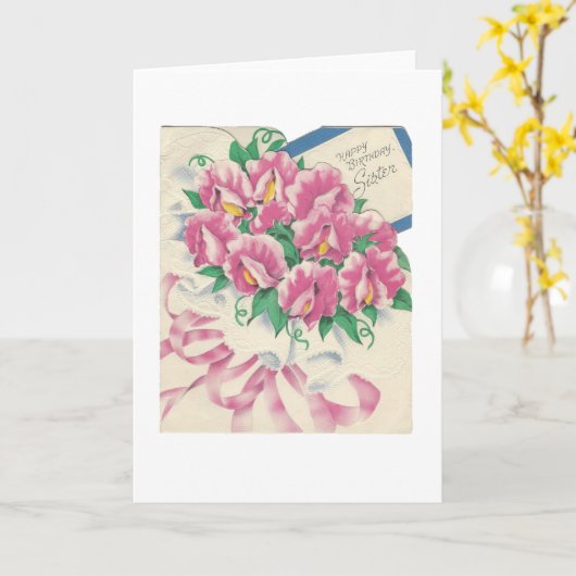  Happy Birthday zuster Bouquet Kaart (Gele Bloem)