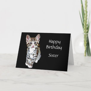 Happy Birthday Zuster Custom Special Kat wenst Kaart
