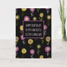 Happy Birthday Zuster Dark Floral Girly Name