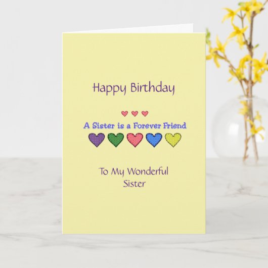 Happy Birthday Zuster - GH Card Kaart (Gele Bloem)