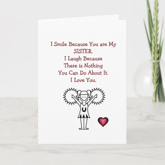 Happy Birthday Zuster - Ik glimlach-kaart Kaart (Voorkant)