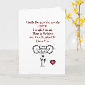 Happy Birthday Zuster - Ik glimlach-kaart Kaart (Gele Bloem)