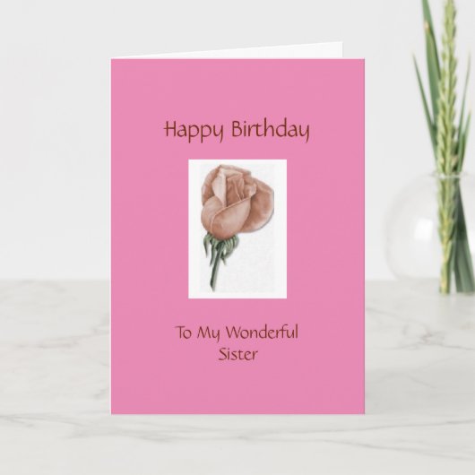 Happy Birthday Zuster - Roos Card Kaart (Voorkant)