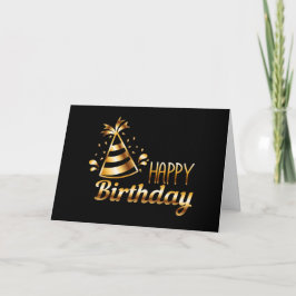 Happy Birthday - zwart & Gold 3 Kaart