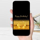 Happy Birthday zwart goud boog Kaart