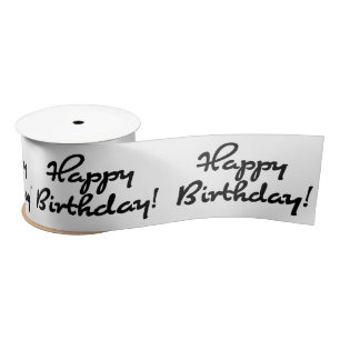 Happy Birthday Zwart Script Satijnen Lint