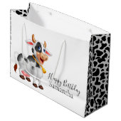 Happy Birthday zwart-wit Koe Groot Cadeauzakje (Voorkant Gekanteld)