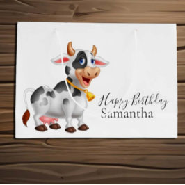 Happy Birthday zwart-wit Koe Groot Cadeauzakje
