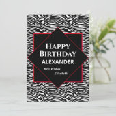Happy Birthday Zwart Wit Modern Personaliseer Kaar (Staand voorkant)