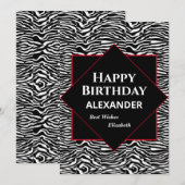 Happy Birthday Zwart Wit Modern Personaliseer Kaar (Voorkant / Achterkant)