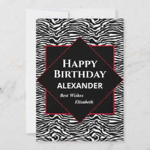 Happy Birthday Zwart Wit Modern Personaliseer Kaar