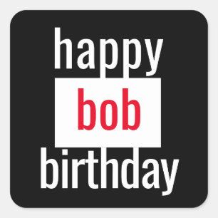 Happy Birthday ZWART WIT ROOD MINIMAAL Vierkante Sticker