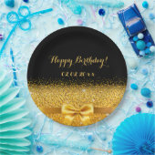 Happy Birthday zwarte goudelegant Papieren Bordje (Feest)