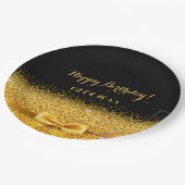 Happy Birthday zwarte goudelegant Papieren Bordje (Gekanteld)