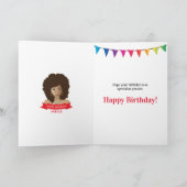 Happy Birthday, zwarte vrouw, kleurrijke banner Kaart (Binnen)