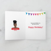 Happy Birthday, zwarte vrouw, kleurrijke banner Kaart (Binnen)