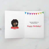 Happy Birthday, zwarte vrouw met ventilator, kleur Kaart (Binnen)