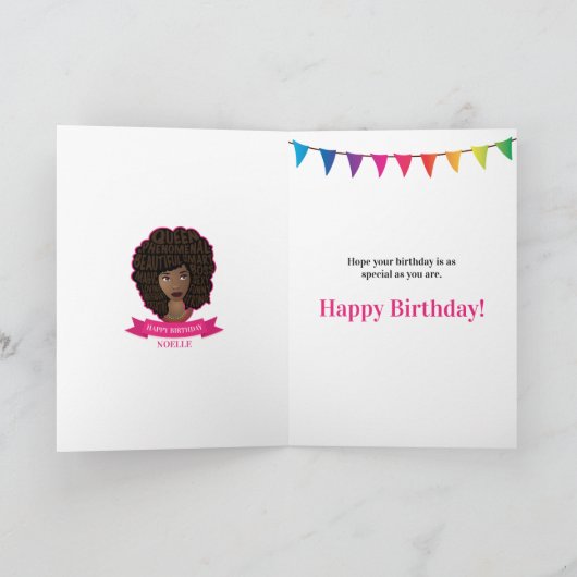 Happy Birthday, zwarte vrouwen aanmoedigen, kleurr Kaart (Binnen)